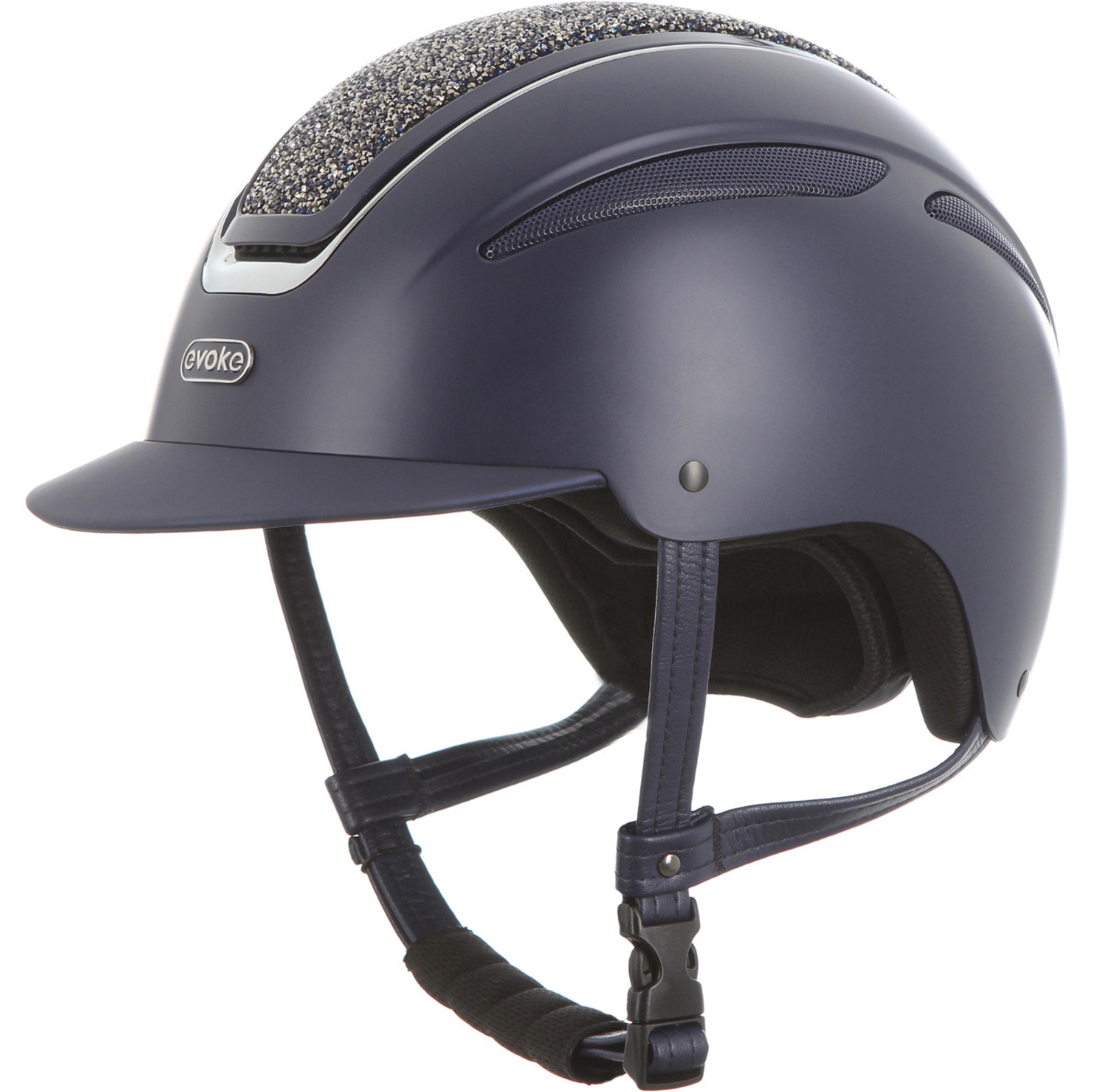 2026 Evoke Unisex Callisto Classic Peak Riding Hat & Liner 200372003 - Navy / Crystal